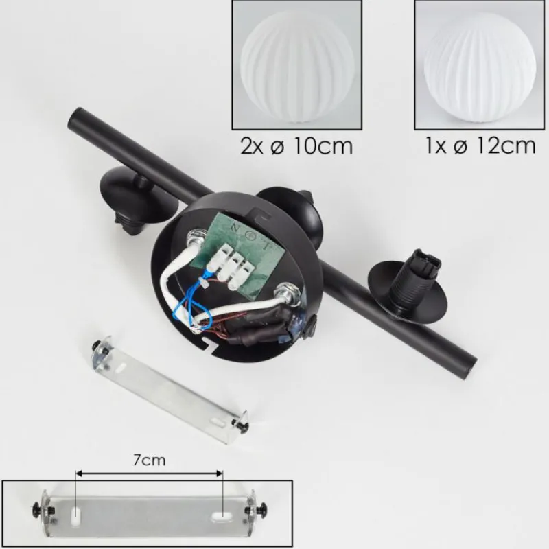 hofstein Applique murale - Verre 10 cm, 12 cm Chehalis Blanc, 3 lumières