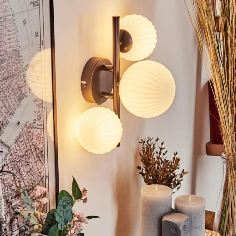 hofstein Applique murale - Verre 10 cm, 12 cm Chehalis Blanc, 3 lumières