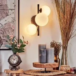 hofstein Applique murale - Verre 10 cm, 12 cm Chehalis Blanc, 3 lumières