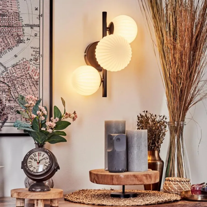 hofstein Applique murale - Verre 10 cm, 12 cm Chehalis Blanc, 3 lumières