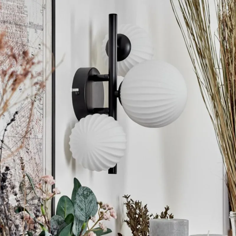 hofstein Applique murale - Verre 10 cm, 12 cm Chehalis Blanc, 3 lumières