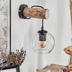 hofstein Applique murale - Verre 15 cm Koyoto Écru, Noir, 1 lumière