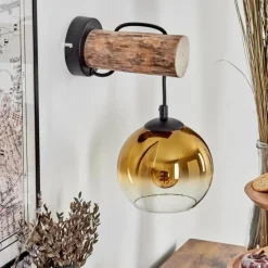 Lampes Dorées-hofstein Applique murale - Verre 15 cm Koyoto Écru, Noir, 1 lumière