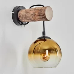 Lampes Dorées-hofstein Applique murale - Verre 15 cm Koyoto Écru, Noir, 1 lumière