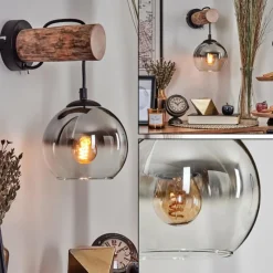 hofstein Applique murale - Verre 15 cm Koyoto Écru, Noir, 1 lumière