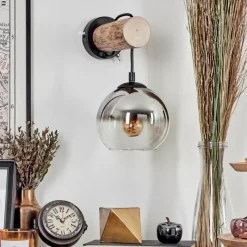 hofstein Applique murale - Verre 15 cm Koyoto Écru, Noir, 1 lumière