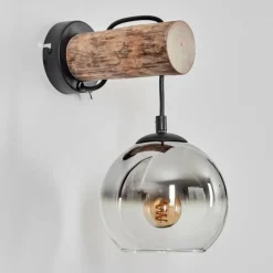 hofstein Applique murale - Verre 15 cm Koyoto Écru, Noir, 1 lumière