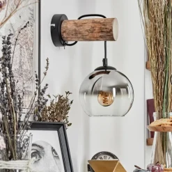 hofstein Applique murale - Verre 15 cm Koyoto Écru, Noir, 1 lumière