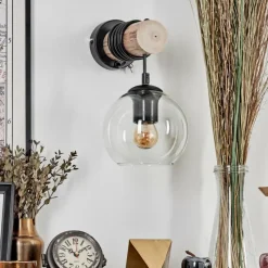 hofstein Applique murale - Verre 15 cm Koyoto Écru, Noir, 1 lumière