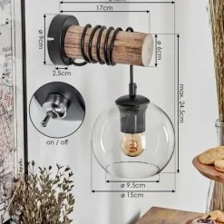 hofstein Applique murale - Verre 15 cm Koyoto Écru, Noir, 1 lumière