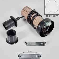 hofstein Applique murale - Verre 15 cm Koyoto Écru, Noir, 1 lumière