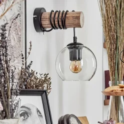 hofstein Applique murale - Verre 15 cm Koyoto Écru, Noir, 1 lumière