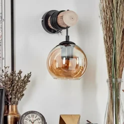 hofstein Applique murale - Verre 15 cm Koyoto Écru, Noir, 1 lumière