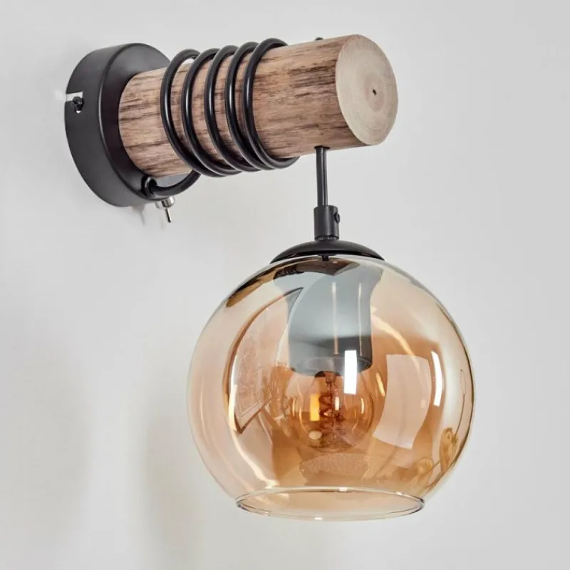 hofstein Applique murale - Verre 15 cm Koyoto Écru, Noir, 1 lumière