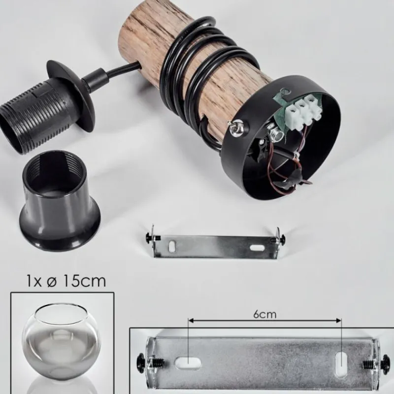 hofstein Applique murale - Verre 15 cm Koyoto Écru, Noir, 1 lumière