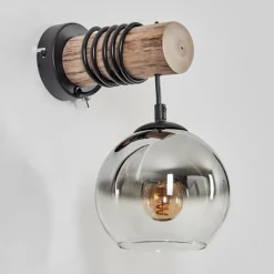 hofstein Applique murale - Verre 15 cm Koyoto Écru, Noir, 1 lumière