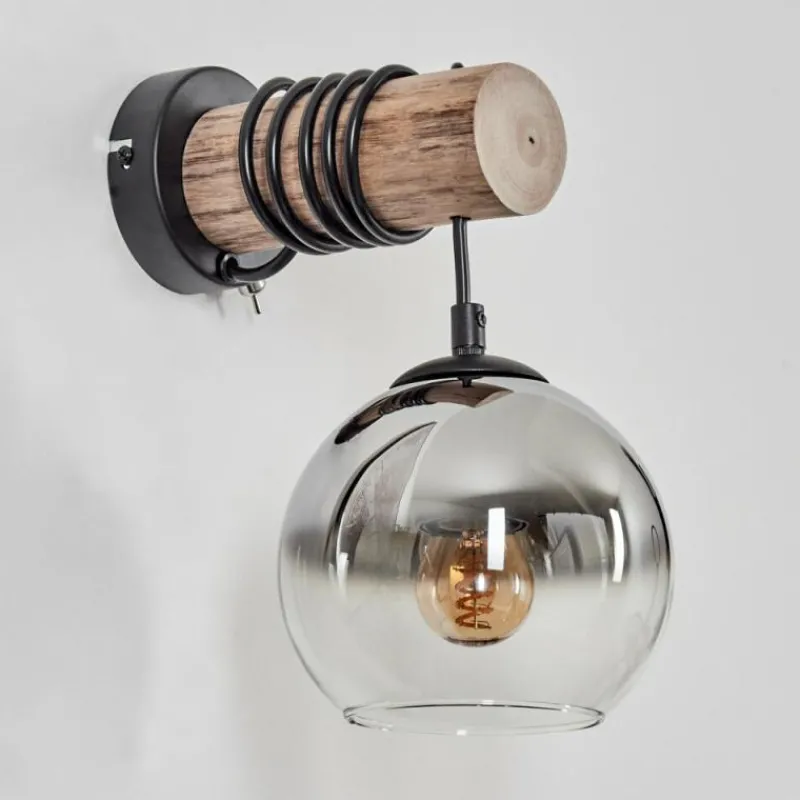 hofstein Applique murale - Verre 15 cm Koyoto Écru, Noir, 1 lumière