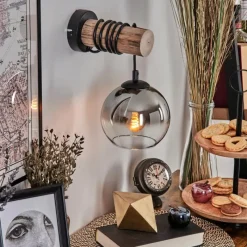 hofstein Applique murale - Verre 15 cm Koyoto Écru, Noir, 1 lumière