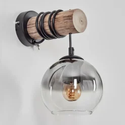 hofstein Applique murale - Verre 15 cm Koyoto Écru, Noir, 1 lumière