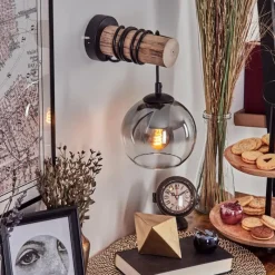 hofstein Applique murale - Verre 15 cm Koyoto Écru, Noir, 1 lumière