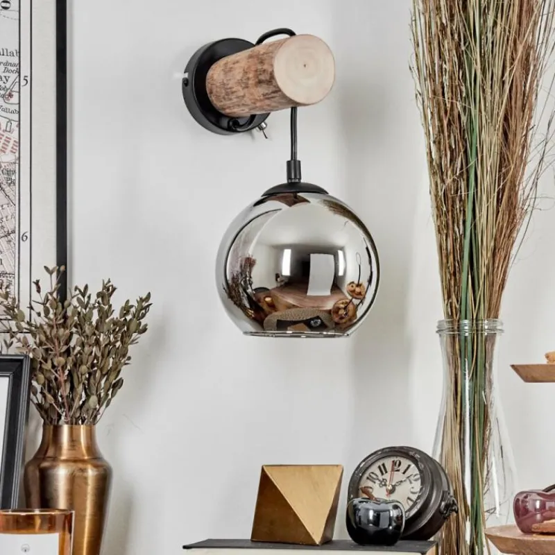 hofstein Applique murale - Verre 15 cm Koyoto Écru, Noir, 1 lumière