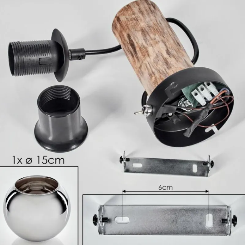 hofstein Applique murale - Verre 15 cm Koyoto Écru, Noir, 1 lumière