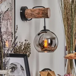 hofstein Applique murale - Verre 15 cm Koyoto Écru, Noir, 1 lumière