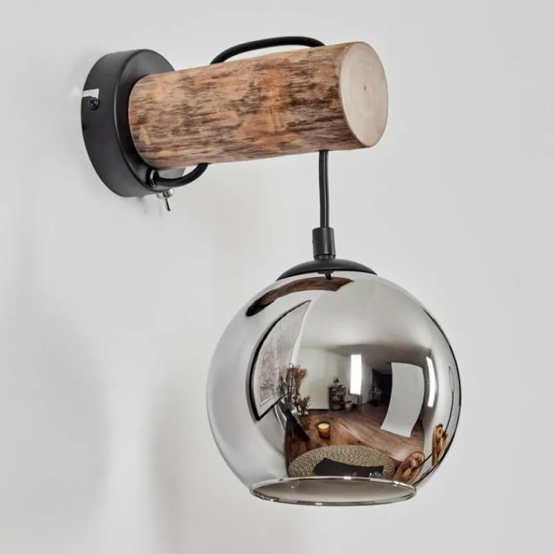 hofstein Applique murale - Verre 15 cm Koyoto Écru, Noir, 1 lumière