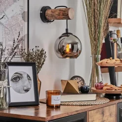 hofstein Applique murale - Verre 15 cm Koyoto Écru, Noir, 1 lumière