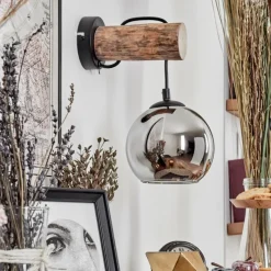 hofstein Applique murale - Verre 15 cm Koyoto Écru, Noir, 1 lumière