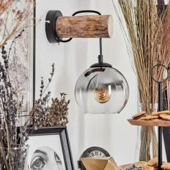 hofstein Applique murale - Verre 15 cm Koyoto Écru, Noir, 1 lumière