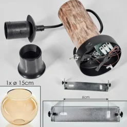 hofstein Applique murale - Verre 15 cm Koyoto Écru, Noir, 1 lumière