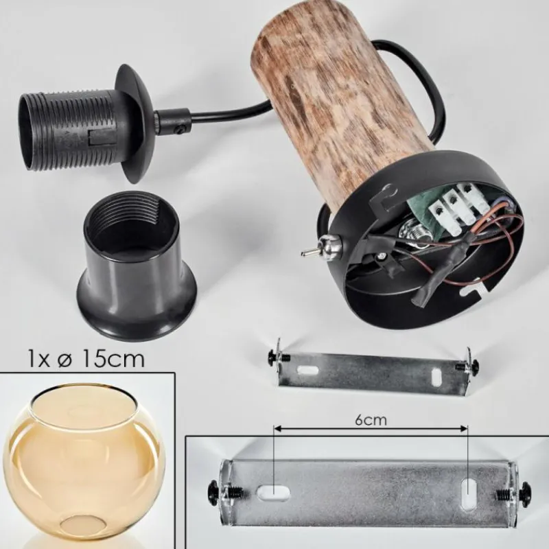 hofstein Applique murale - Verre 15 cm Koyoto Écru, Noir, 1 lumière