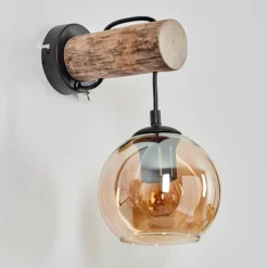 hofstein Applique murale - Verre 15 cm Koyoto Écru, Noir, 1 lumière