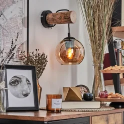 hofstein Applique murale - Verre 15 cm Koyoto Écru, Noir, 1 lumière