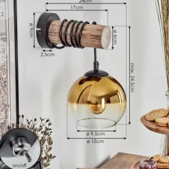 Lampes Dorées-hofstein Applique murale - Verre 15 cm Koyoto Écru, Noir, 1 lumière