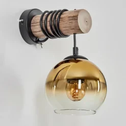 Lampes Dorées-hofstein Applique murale - Verre 15 cm Koyoto Écru, Noir, 1 lumière