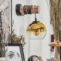 Lampes Dorées-hofstein Applique murale - Verre 15 cm Koyoto Écru, Noir, 1 lumière