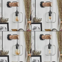 hofstein Applique murale - Verre 15 cm Lauden Écru, Noir, 1 lumière