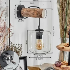 hofstein Applique murale - Verre 15 cm Lauden Écru, Noir, 1 lumière