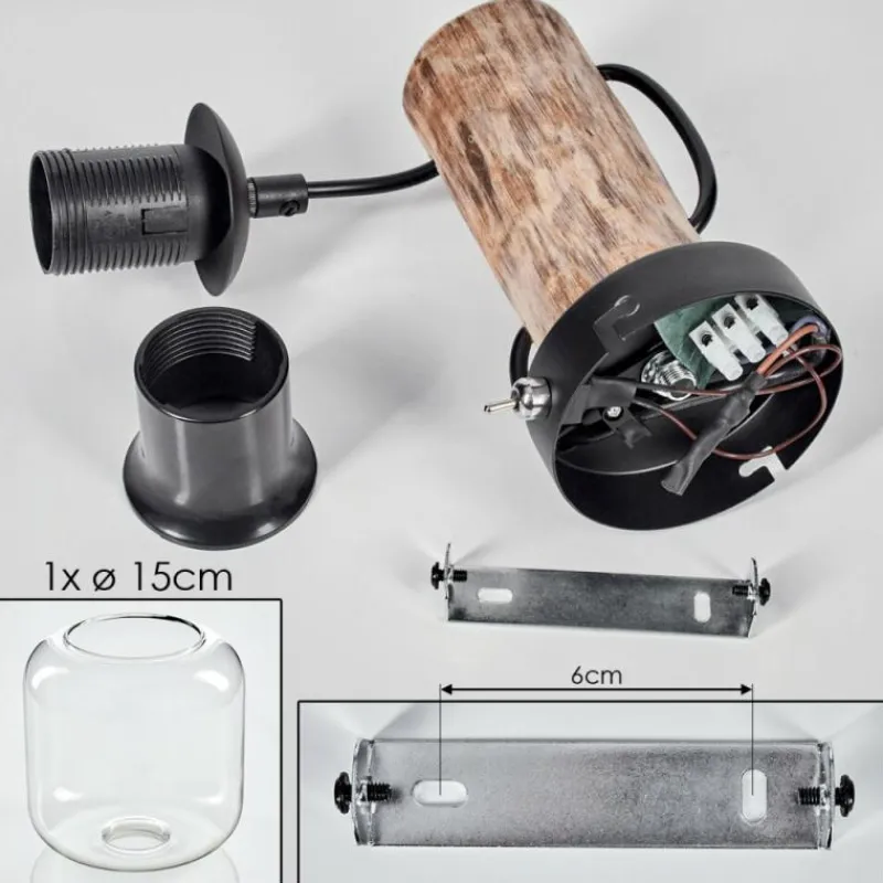 hofstein Applique murale - Verre 15 cm Lauden Écru, Noir, 1 lumière