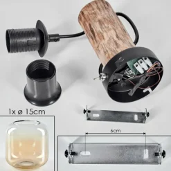 hofstein Applique murale - Verre 15 cm Lauden Écru, Noir, 1 lumière