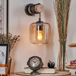 hofstein Applique murale - Verre 15 cm Lauden Écru, Noir, 1 lumière