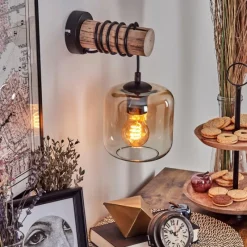 hofstein Applique murale - Verre 15 cm Lauden Écru, Noir, 1 lumière