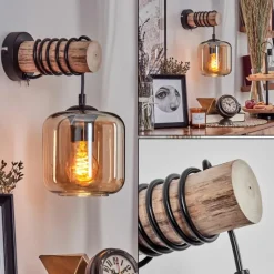 hofstein Applique murale - Verre 15 cm Lauden Écru, Noir, 1 lumière