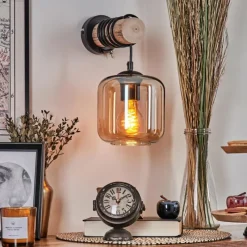 hofstein Applique murale - Verre 15 cm Lauden Écru, Noir, 1 lumière