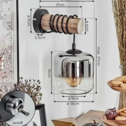 hofstein Applique murale - Verre 15 cm Lauden Écru, Noir, 1 lumière