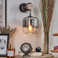 hofstein Applique murale - Verre 15 cm Lauden Écru, Noir, 1 lumière