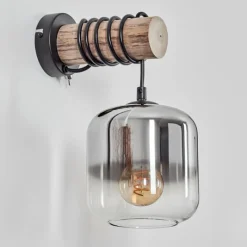 hofstein Applique murale - Verre 15 cm Lauden Écru, Noir, 1 lumière