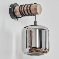 hofstein Applique murale - Verre 15 cm Lauden Écru, Noir, 1 lumière